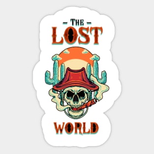 The lost world smoking skull vintage art Sticker